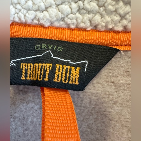 Orvis Trout Bum Fleece 1/4 Zip Sweater Tan/Oatmeal Sherpa Lined Collar Men’s XL - Picture 4 of 11